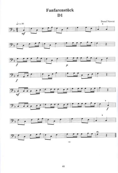 Übungsheft D1 für Tuba in F/Bassposaune, Bernd Nawrat, Blechblasinstrumente, tiefes Blech, Prüfungsvorbereitung, D-Lehrgang, Einzelunterricht, Gruppenunterricht, Spielstücke, Vortragsstücke, leicht, Musiktheorie, praxisorientiert, Posaunen Noten, Tuba Not