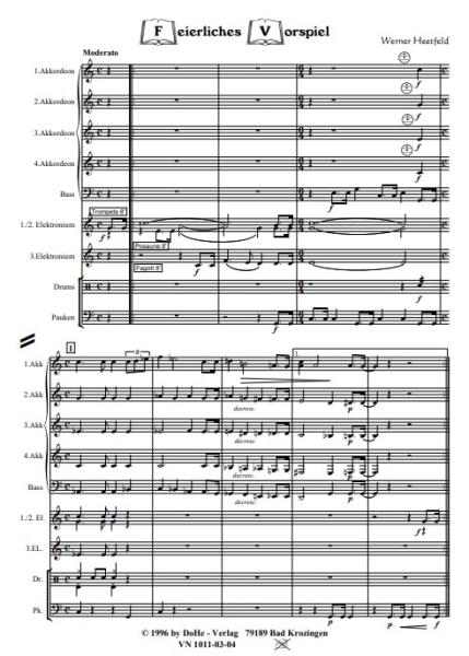 Feierliches Vorspiel, Werner Heetfeld, Akkordeon-Orchester, Originalkomposition, Konzertstück, Kirchenkonzert, mittelschwer, Akkordeon Noten, Originalmusik, Notenbeispiel