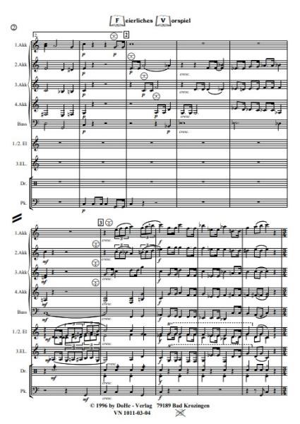 Feierliches Vorspiel, Werner Heetfeld, Akkordeon-Orchester, Originalkomposition, Konzertstück, Kirchenkonzert, mittelschwer, Akkordeon Noten, Originalmusik, Probeseite