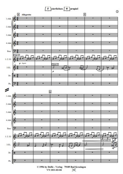 Feierliches Vorspiel, Werner Heetfeld, Akkordeon-Orchester, Originalkomposition, Konzertstück, Kirchenkonzert, mittelschwer, Akkordeon Noten, Originalmusik, Einblick in die Noten