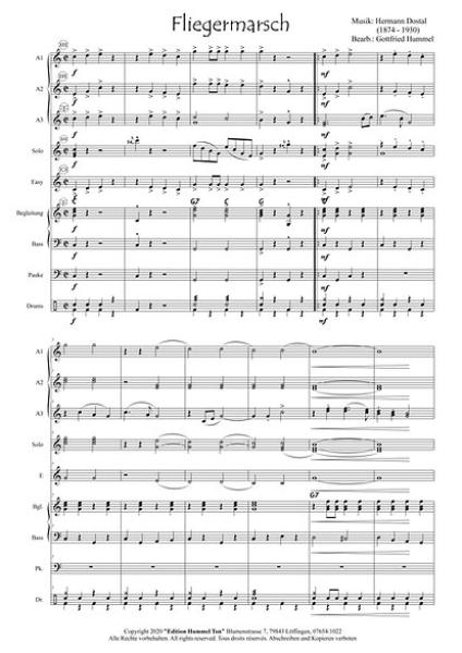 Fliegermarsch, Hermann Dostal, Gottfried Hummel, Akkordeonorchester, Operette, Traditionsmarsch, leicht-mittelschwer, Easy-Stimme, Akkordeon Noten
