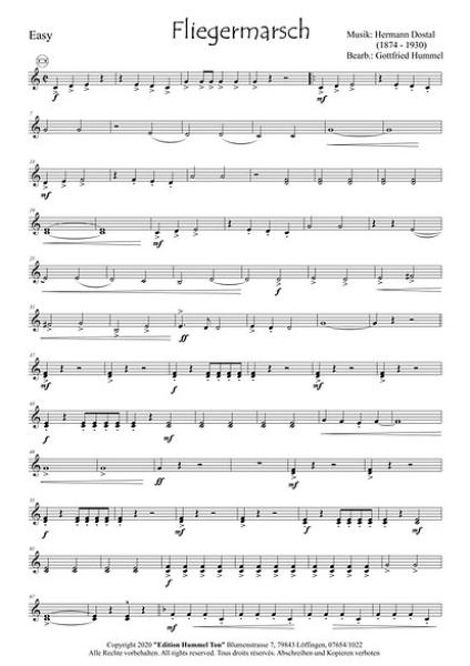 Fliegermarsch, Hermann Dostal, Gottfried Hummel, Akkordeonorchester, Operette, Traditionsmarsch, leicht-mittelschwer, Easy-Stimme, Akkordeon Noten