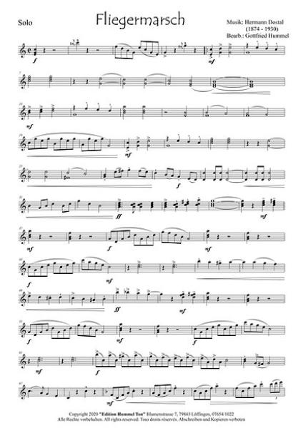 Fliegermarsch, Hermann Dostal, Gottfried Hummel, Akkordeonorchester, Operette, Traditionsmarsch, leicht-mittelschwer, Easy-Stimme, Akkordeon Noten