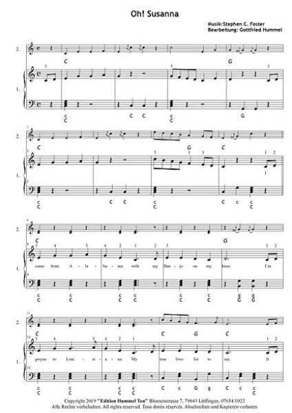 Folksong Highlights by Stefen Foster, Gottfried Hummel, Akkordeon-Solo, Standardbass MII, Klavier, Keyboard, Spielheft, Soloband, 2. Stimme ad lib., leicht-mittelschwer, Akkordeon Noten, Probeseite
