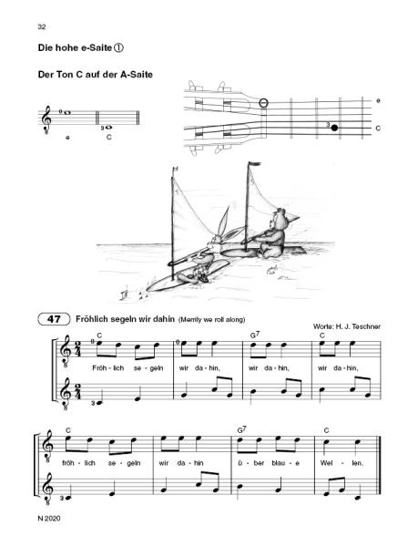Fridolin Gitarrenschule Band 1, Hans Joachim Teschner, Schulwerk für Gitarre, Lehrwerk, Gitarrenschule, für Kinder, sehr leicht, Gitarre spielen lernen, Gitarrenunterricht, Gitarren Noten, Probeseite