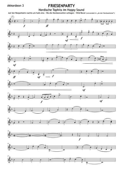 Friesenparty, Gottfried Hummel, Akkordeonorchester, Medley, Potpourri, Shantys, Seemannslieder, Easy-Stimme, leicht-mittelschwer, Akkordeon Noten, Beispielseite