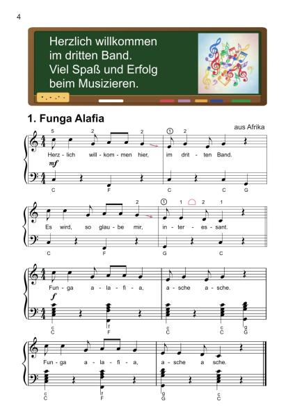 Akkordeonschule Band 3, Gerriet Heuten, Schulwerk für Akkordeon, Lehrwerk, leicht, ​für Kinder, Grundschule, Akkordeonunterricht, Akkordeon spielen lernen, mit Online-Audio, Akkordeon Noten, Blick in die Noten