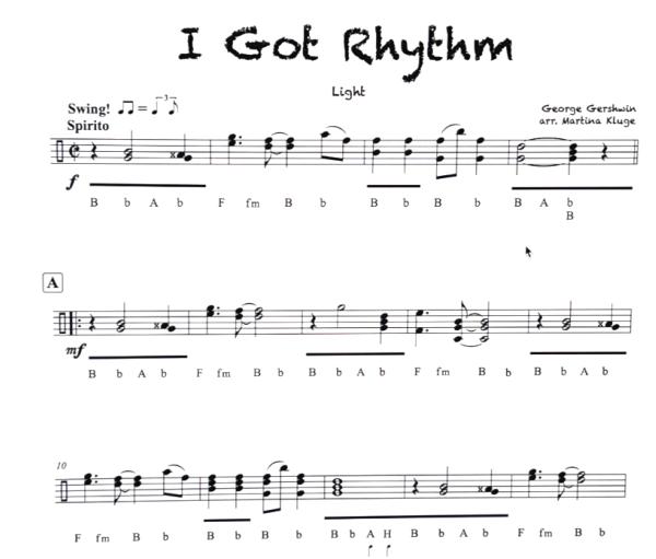 George Gershwin für Steirische Harmonika - Summertime, Martina Kluge, Steirische Harmonika, Griffschrift, Spielheft, Soloband, leicht-mittelschwer, ​Harmonika Noten, Demoseite