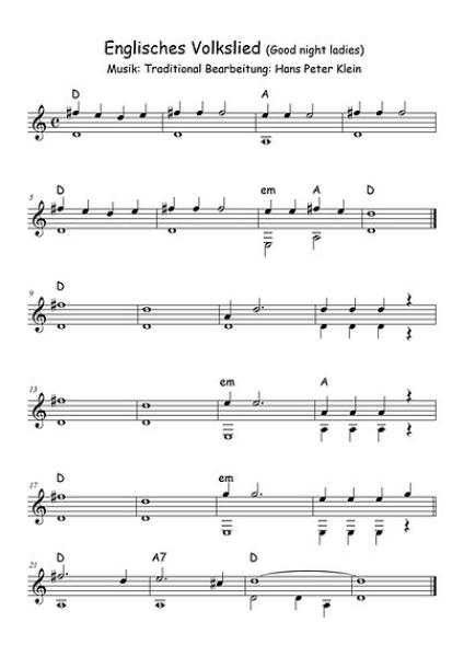 Guitars Patchwork Easy, Hans Peter Klein, Gitarre, zweistimmig, Spielheft, diverse Genres, Folksongs, Rock, Pop, Volkslieder, Klassik, Traditionals, Evergreens, sehr leicht, Gitarren Noten, 25 Spielstücke, Gitarre spielen lernen, Beispielseite