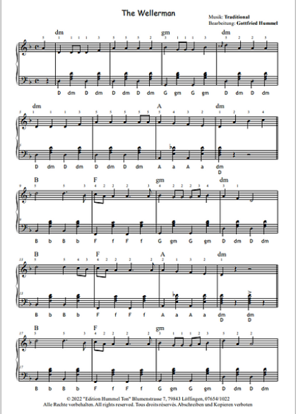 Gute-Laune-Sachen, Probeseite Wellerman, die gute Laune machen Band 2, Gottfried Hummel, Akkordeon-Solo, Standardbass MII, Stimmungslieder, Spielheft, Soloband, sehr leicht, Akkordeon Noten, Gute Laune Musik