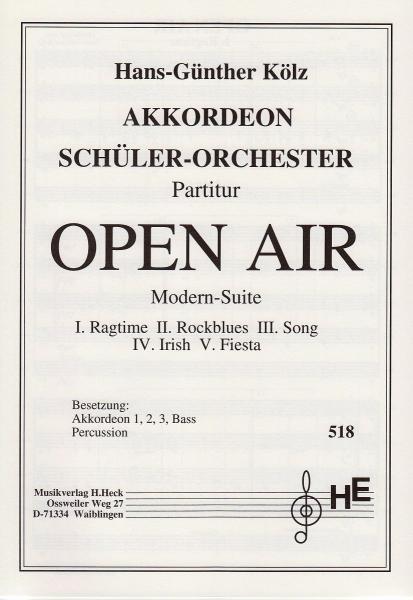 Open Air, Hans-Günther Kölz, Akkordeonorchester, Suite in 5 Sätzen, Wertungsstück, Elementarstufe, Wettbewerbsliteratur, Originalmusik, leicht-mittelschwer, Originalkomposition, Akkordeon Noten
