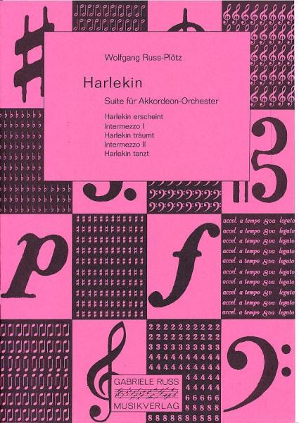 Harlekin, Wolfgang Ruß-Plötz, Suite für Akkordeon-Orchester, Akkordeon-Ensemble, fünfsätzig, Ballett-Suite, Originalkomposition, Wertungsstück, Wettbewerbsliteratur, Konzertstück, Ballettmusik, mittelschwer, Mittelstufe, Originalmusik, Akkordeon Noten