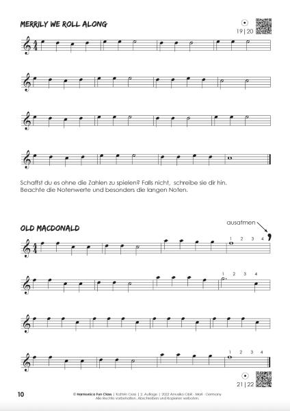 Harmonica-Fun-Class, Kathrin Gass, diatonische Mundharmonika, Melody Star, Schulwerk, Lehrwerk, Mundharmonikaschule, mit Online-Material, sehr leicht, Mundharmonika Noten, Mundharmonika spielen lernen, Anfänger, für Kinder, Klassenmusizieren, Notenbeispie