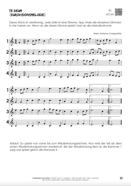 Harmonica-Fun-Class, Kathrin Gass, diatonische Mundharmonika, Melody Star, Schulwerk, Lehrwerk, Mundharmonikaschule, mit Online-Material, sehr leicht, Mundharmonika Noten, Mundharmonika spielen lernen, Anfänger, für Kinder, Klassenmusizieren, Blick in die