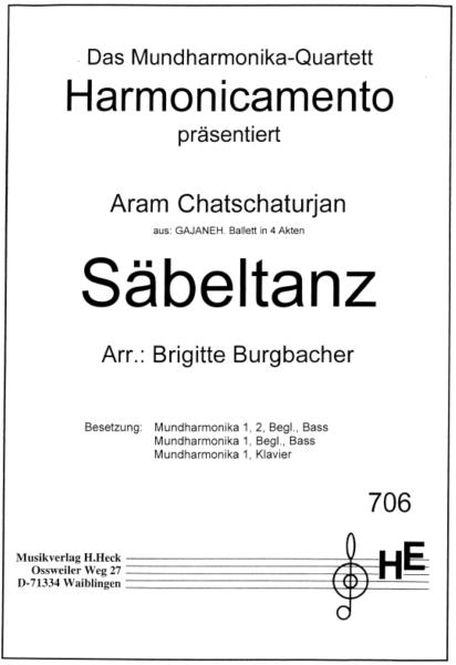 Säbeltanz, Aram Chatschaturjan, Brigitte Burgbacher, Mundharmonika-Ensemble, Mundharmonika-Quartett, Chromonica, chromatische Mundharmonika und Klavier, Ballett, mittelschwer, Mundharmonika Noten, Cover