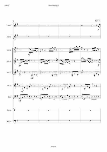 Himmelstreppe, Helmut Quakernack, Akkordeon-Orchester, Originalkomposition, Originalmusik, Landmarke, Kunstwerk, Halde, Ruhrgebiet, schwer, Oberstufe, Akkordeon Noten, Beispielseite