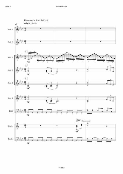 Himmelstreppe, Helmut Quakernack, Akkordeon-Orchester, Originalkomposition, Originalmusik, Landmarke, Kunstwerk, Halde, Ruhrgebiet, schwer, Oberstufe, Akkordeon Noten, Blick in die Noten