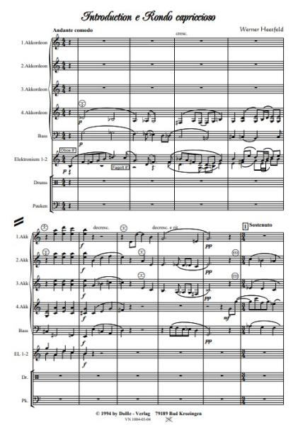 Introduction e Rondo capriccioso, Werner Heetfeld, Akkordeon-Orchester, Originalkomposition, Konzertstück, Wettbewerbsstück, Wettbewerbsliteratur, Wertungsstück, anspruchsvoll, schwer, Oberstufe, Akkordeon Noten, Originalmusik, Probeseite