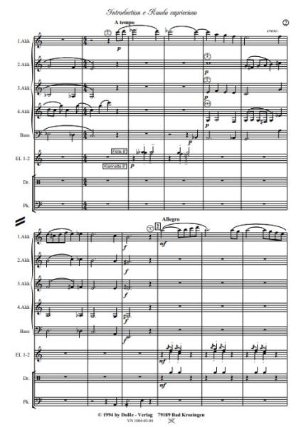 Introduction e Rondo capriccioso, Werner Heetfeld, Akkordeon-Orchester, Originalkomposition, Konzertstück, Wettbewerbsstück, Wettbewerbsliteratur, Wertungsstück, anspruchsvoll, schwer, Oberstufe, Akkordeon Noten, Originalmusik, Beispielseite