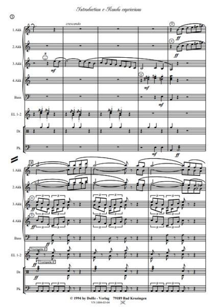 Introduction e Rondo capriccioso, Werner Heetfeld, Akkordeon-Orchester, Originalkomposition, Konzertstück, Wettbewerbsstück, Wettbewerbsliteratur, Wertungsstück, anspruchsvoll, schwer, Oberstufe, Akkordeon Noten, Originalmusik, Notenbeispiel