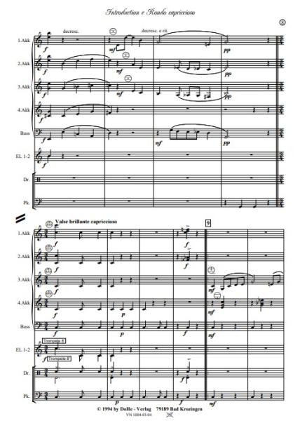 Introduction e Rondo capriccioso, Werner Heetfeld, Akkordeon-Orchester, Originalkomposition, Konzertstück, Wettbewerbsstück, Wettbewerbsliteratur, Wertungsstück, anspruchsvoll, schwer, Oberstufe, Akkordeon Noten, Originalmusik, Einblick in die Noten