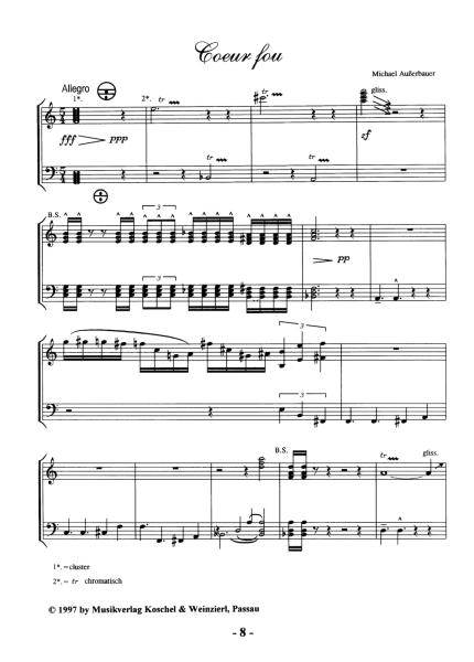 Perché domani?, Michael Außerbauer, Solo, Akkordeon, Akkordeon-Solo, Musiknoten für Akkordeon, Melodiebass MIII, mittelschwer-schwer, Originalkomposition