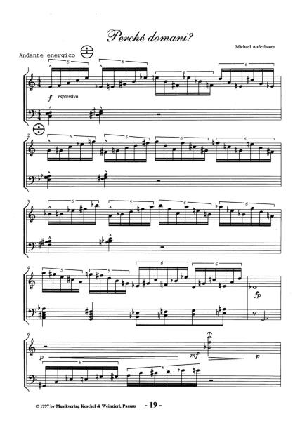 Perché domani?, Michael Außerbauer, Solo, Akkordeon, Akkordeon-Solo, Musiknoten für Akkordeon, Melodiebass MIII, mittelschwer-schwer, Originalkomposition