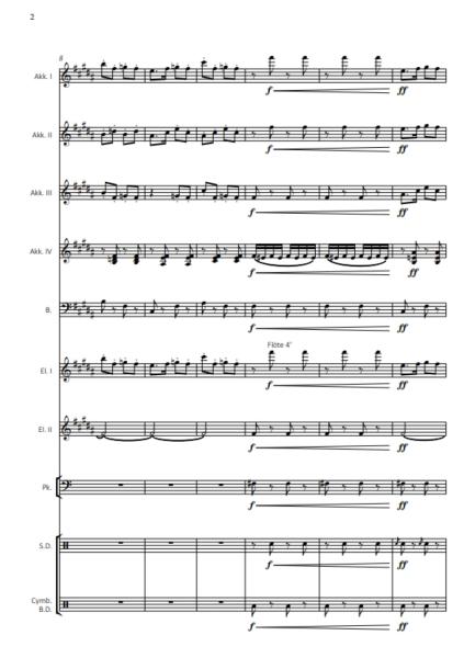 Furioso-Polka (Quasi Galopp), Johann Strauss, Tanja Geschwind, Akkordeon-Orchester, mittelschwer-schwer, Akkordeon Noten, Beispielseite