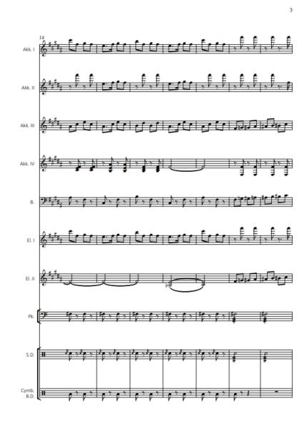Furioso-Polka (Quasi Galopp), Johann Strauss, Tanja Geschwind, Akkordeon-Orchester, mittelschwer-schwer, Akkordeon Noten, Notenbeispiel