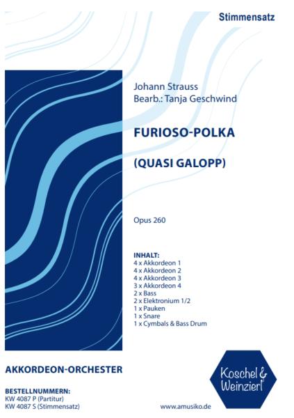 Furioso-Polka (Quasi Galopp), Johann Strauss, Tanja Geschwind, Akkordeon-Orchester, mittelschwer-schwer, Akkordeon Noten, Stimmensatzdeckblatt