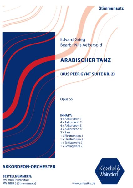Arabischer Tanz, Peer-Gynt-Suite Nr. 2, Opus 55, Edvard Grieg, Nild Aebersold, Akkordeon-Orchester, mittelschwer-schwer, Akkordeon Noten, Stimmensatzdeckblatt