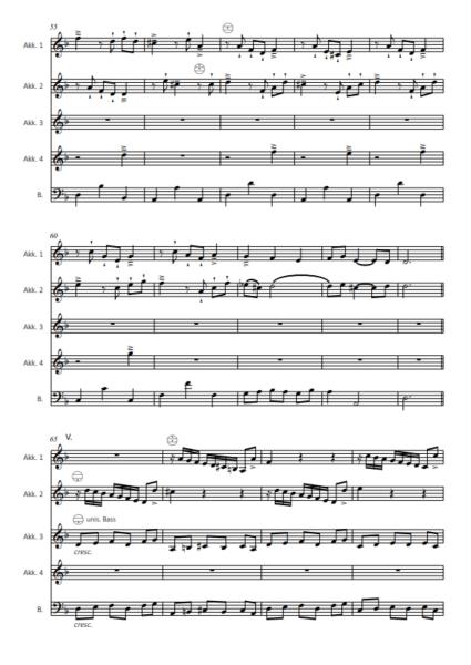 Besessenheit, Antonio Vivaldi, Johnny E. Mundelius, Akkordeon-Ensemble, Akkordeon-Quintett, mittelschwer bis schwer, Akkordeon Noten, Blick in die Noten