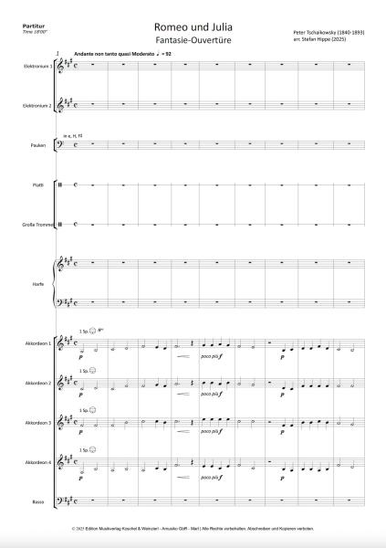 Romeo und Julia - Fantasie-Ouvertüre, Peter Tschaikowsky, Stefan Hippe, Akkordeon-​Orchester, Wertungsstück, Wettbewerbsliteratur, Konzertstück, schwer, Höchststufe, Akkordeon Noten, Notenbeispiel