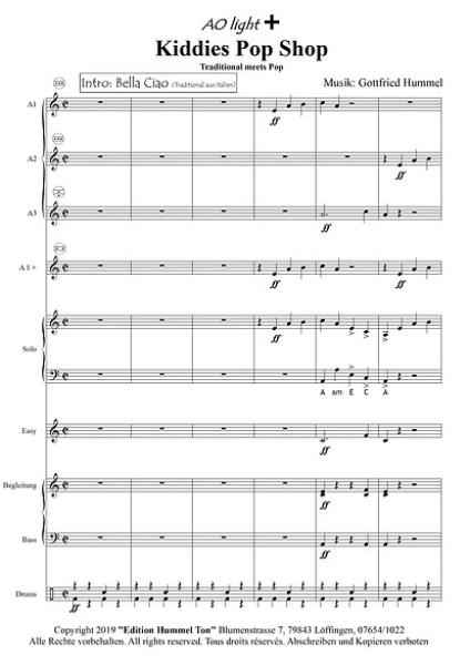 Kiddies Pop Shop, Gottfried Hummel, Akkordeonorchester, Kinderorchester, Schülerorchester, Traditional meets Pop, Medley, Potpourri, leicht-mittelschwer, Easy-Stimme, Akkordeon Noten, Anfänger