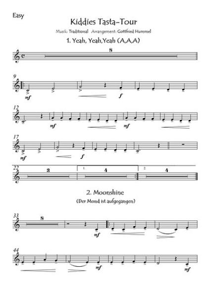 Kiddies Tasta-Tour, Gottfried Hummel, Akkordeon-Orchester, Suite in 3 Sätzen, Easystimme, Kiddystimme, leicht, Akkordeon Noten, Beispielseite