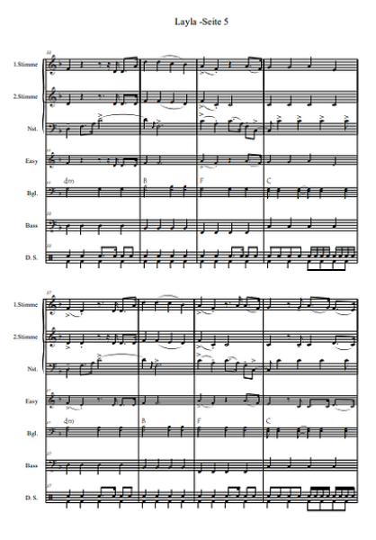 LAYLA, Sommerhit 2022, Dennis Geist, Thomas Wendt, Robin Leutner, Michael Müller, Gottfried Hummel, Akkordeon-Orchester, Partymusik, Mallorca, Malle, Festzelt, Easystimme, Kiddystimme, leicht-mittelschwer, Akkordeon Noten, Notenbeispiel