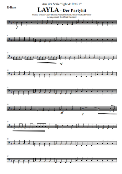 LAYLA, Sommerhit 2022, Dennis Geist, Thomas Wendt, Robin Leutner, Michael Müller, Gottfried Hummel, Akkordeon-Orchester, Partymusik, Mallorca, Malle, Festzelt, Easystimme, Kiddystimme, leicht-mittelschwer, Akkordeon Noten, Probeseite