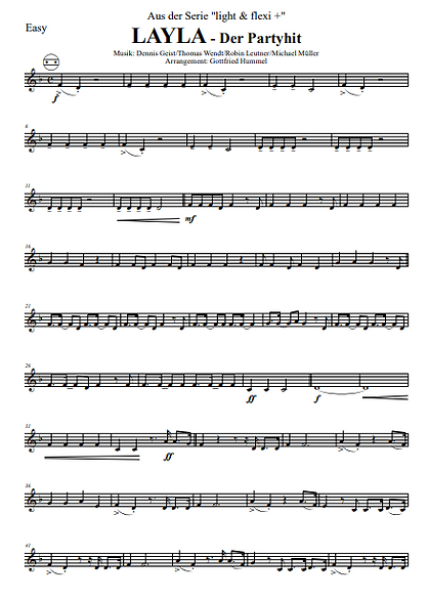 LAYLA, Sommerhit 2022, Dennis Geist, Thomas Wendt, Robin Leutner, Michael Müller, Gottfried Hummel, Akkordeon-Orchester, Partymusik, Mallorca, Malle, Festzelt, Easystimme, Kiddystimme, leicht-mittelschwer, Akkordeon Noten, Easystimme