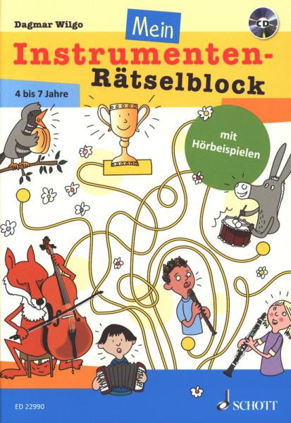 Mein Instrumenten-Rätselblock, Rätselspaß für Kinder, Dagmar Wilgo, Suchbilder, Kombinationsspiele, Finde-den-Unterschied-Bilder, Knobeleien, spielerisch Musikinstrumente kennenlernen, ​inklusive CD, Cover
