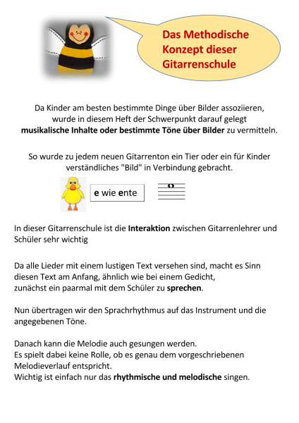 Meine Gitarre & Ich, Gottfried Hummel, Lehrwerk, Schulwerk, Gitarre, Gitarrenschule, sehr leicht, für Kinder ab 4 Jahren, kindgerecht Gitarre spielen lernen, erster Gitarrenunterricht, Gitarren Noten, Probeseite 1