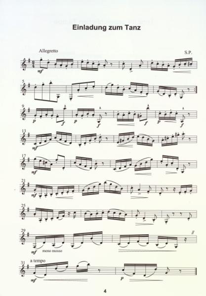 Miniaturen für Klarinette, Siegfried Pfeifer, Spielheft, Klarinette Solo, Soloband, Soloheft, 17 Spielstücke, Tänze, Variationen, Rock, Blues, Swing, leicht-mittelschwer, Klarinetten Noten, Einblick ins Heft