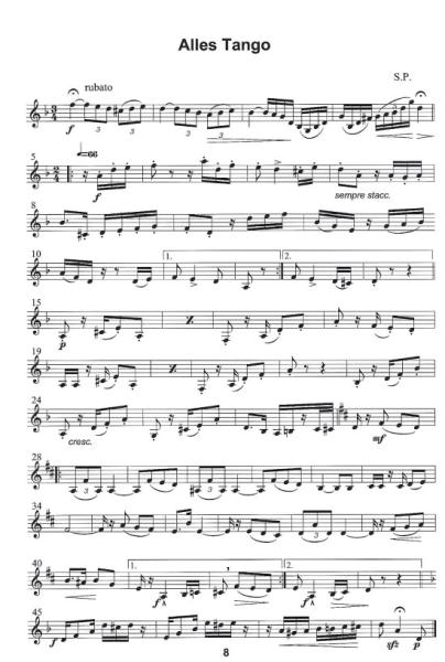 Miniaturen für Klarinette, Siegfried Pfeifer, Spielheft, Klarinette Solo, Soloband, Soloheft, 17 Spielstücke, Tänze, Variationen, Rock, Blues, Swing, leicht-mittelschwer, Klarinetten Noten, Notenbeispiel