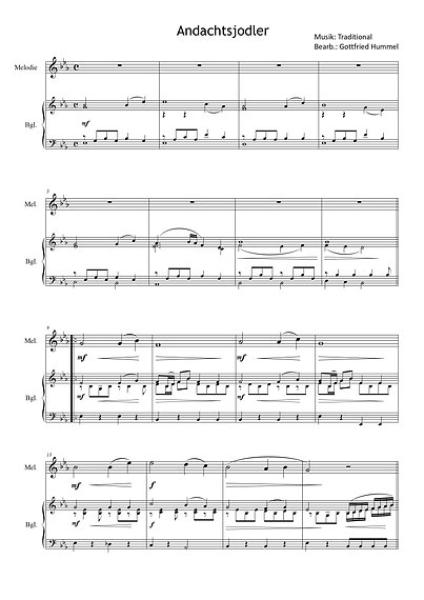 Moments of Silence (Christmas), Gottfried Hummel, Kammermusik-Spielheft, Melodieinstrument (in C hoch und tief, Bb, Es, C (Bass-Schlüssel)), Begleitstimme (Akkordeon oder Klavier), mittelschwer, Kammermusik Noten, Demoseite