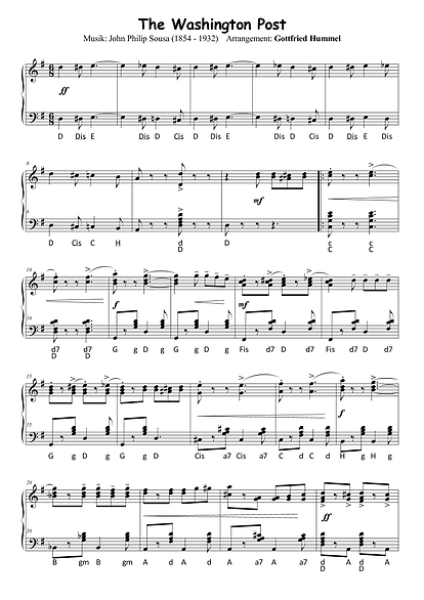 Musik, Musik - das neue Marsch-Album, Gottfried Hummel, Akkordeon-Solo, Standardbass MII, Marschmusik, Spielheft, Soloband, mittelschwer, Akkordeon Noten, Blick in die Noten