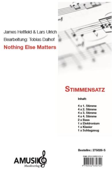 Nothing Else Matters, Metallica, James Hetfield, Lars Ulrich, Tobias Dalhof, Metalhit für Akkordeon-Orchester, mittelschwer, Akkordeon Noten