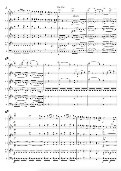 Ouvertüre zu "Die Hochzeit des Figaro", Wolfgang Amadeus Mozart, Stefan Hippe, Akkordeon-Ensemble, Akkordeon-Orchester, Oper, Zugabe, Eröffnungsstück, Konzertstück, (mittelschwer-) schwer, Akkordeon Noten, Beispielseite