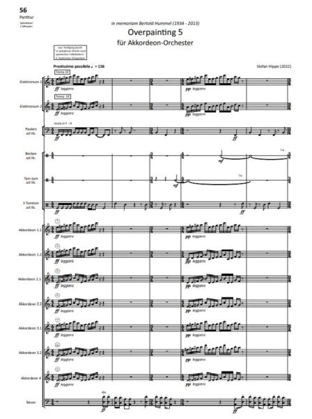 Overpainting I-VI, Wolfgang Jacobi, Stefan Hippe, Akkordeon-Orchester, Auftragskomposition, 6 Sätze, sechssätzig, Übermalung spanischer Volkslieder, sehr schwer, anspruchsvoll, Höchststufe, Akkordeon Noten, Notenbeispiel
