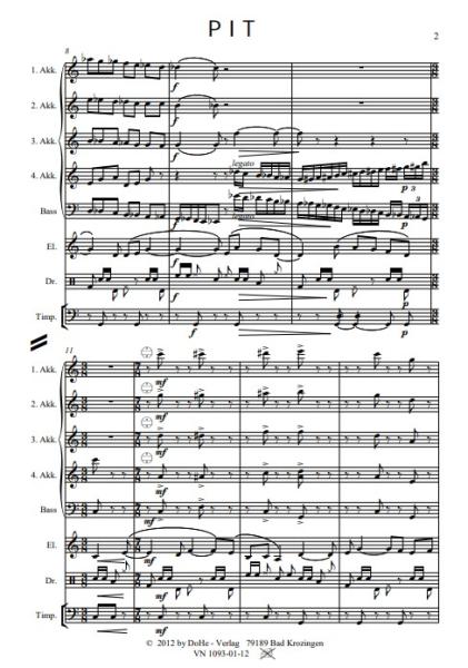 PIT Humoreske, Peter Iljitsch Tschaikowsky, Werner Heetfeld, Originalkomposition, Akkordeon-Orchester und Solo-Elektronium, Thema aus Klavierkonzert, Konzertstück, anspruchsvoll, schwer, Originalmusik, Akkordeon Noten, Notenbeispiel