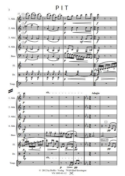 PIT Humoreske, Peter Iljitsch Tschaikowsky, Werner Heetfeld, Originalkomposition, Akkordeon-Orchester und Solo-Elektronium, Thema aus Klavierkonzert, Konzertstück, anspruchsvoll, schwer, Originalmusik, Akkordeon Noten, Beispielnoten