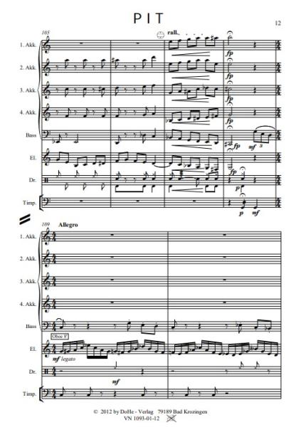 PIT Humoreske, Peter Iljitsch Tschaikowsky, Werner Heetfeld, Originalkomposition, Akkordeon-Orchester und Solo-Elektronium, Thema aus Klavierkonzert, Konzertstück, anspruchsvoll, schwer, Originalmusik, Akkordeon Noten, Einblick